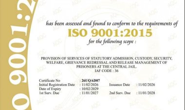 छत्तीसगढ़ की 4 सेंट्रल जेलों को मिला आईएसओ गुणवत्ता प्रमाणन